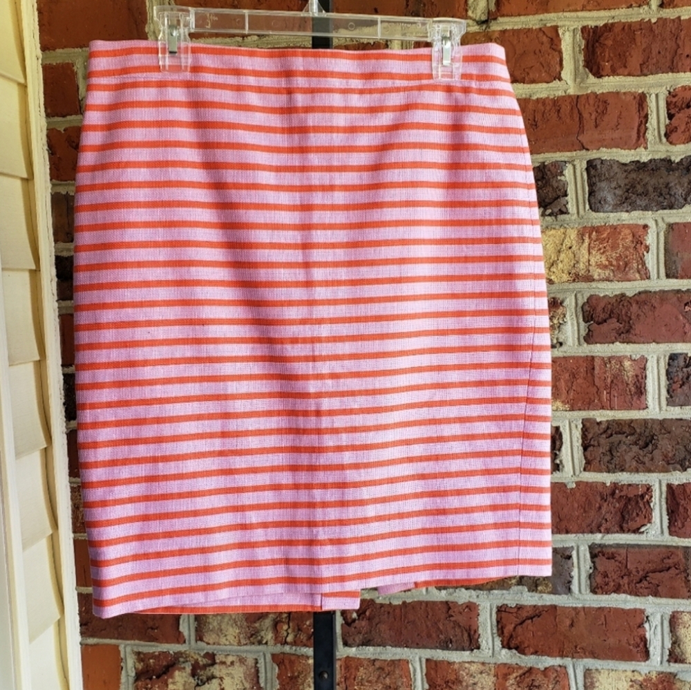 J. Crew Pink and Red The Pencil Skirt Size 8